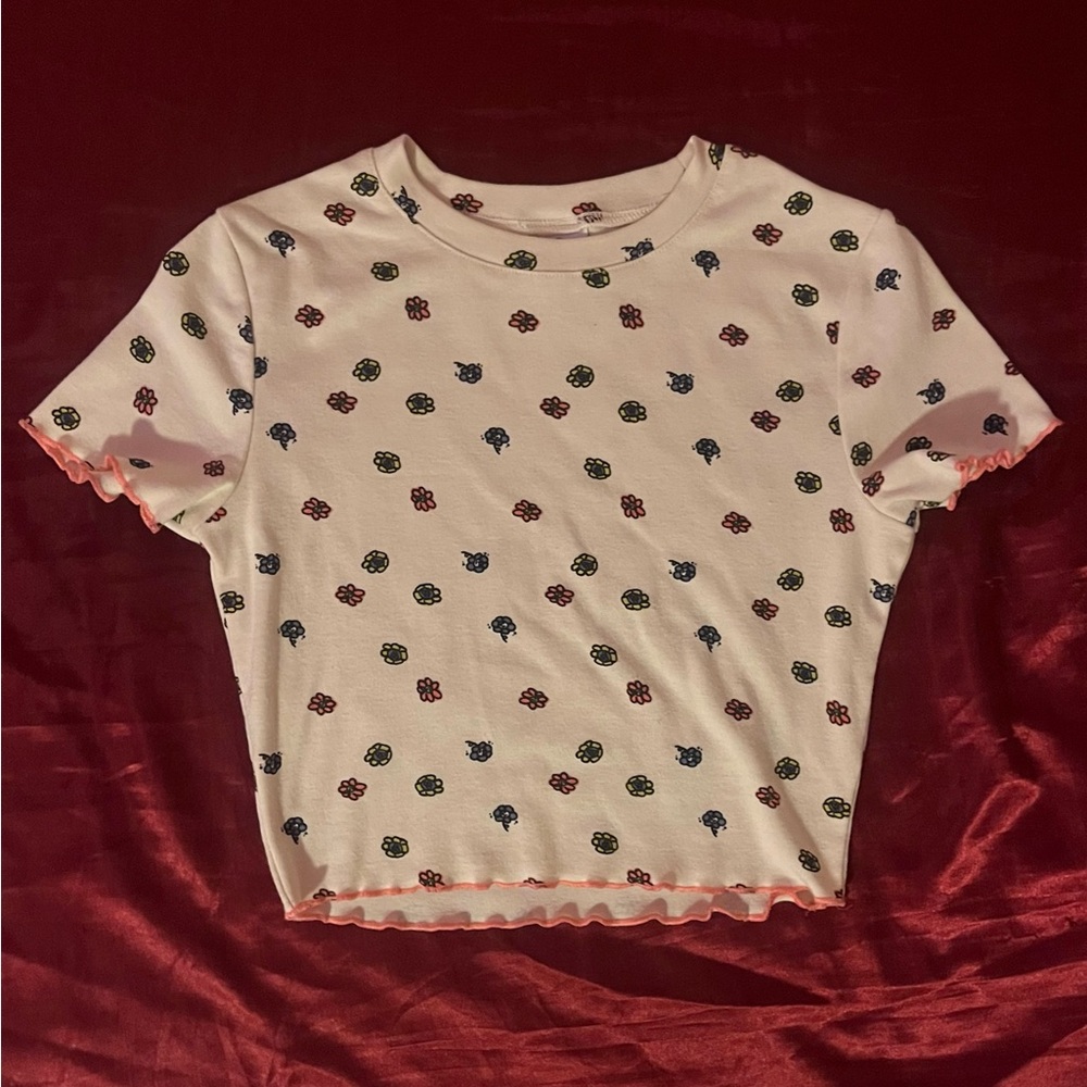 Zumiez “Zine Angie Ditsy Birch Crop T-Shirt” Size S
